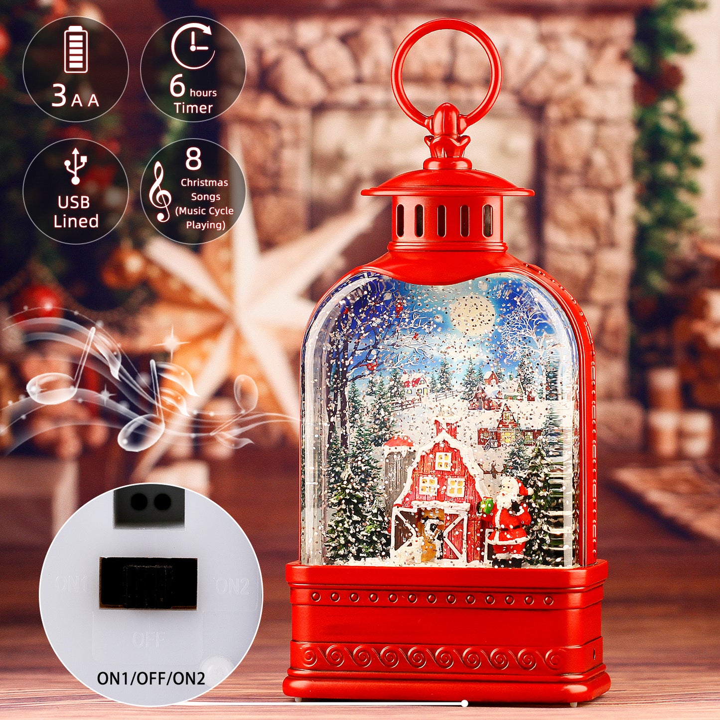 Christmas Decorations,Snow Globe Merry Christmas Gifts with Musical,Water Glittering Lantern Swirling ,Christmas Home Decorations, Christmas Tree and Snowman