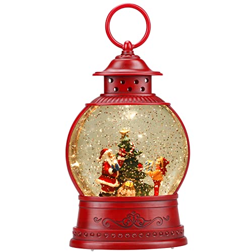 Santa Snow Globe Lighted Christmas Decorations, Musical Christmas Snow Globe Lantern with Swirling Glitter,Christmas Holiday Party Gifts and Decorations