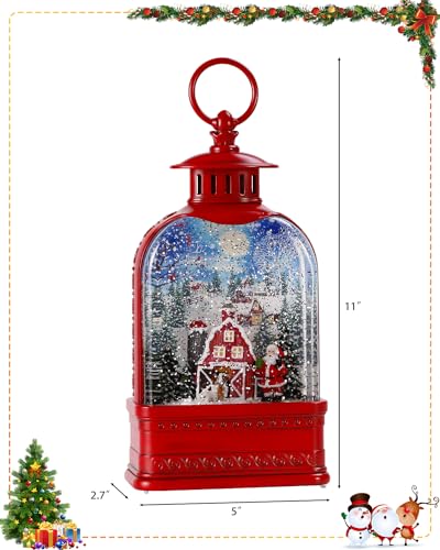 Red Santa Snow Globe,11 Inch Christmas Snow Globes,Musical Glittering Lantern Swirling,Christmas Decorations Indoor Ornament Gifts Santa,Seasonal Home Décor Accents, Battery or USB Powered