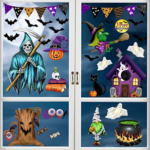 Halloween Window Clings, Halloween Windows Decorations for Glass Windows, Double-Side Removable Decals for Halloween Party Décor……