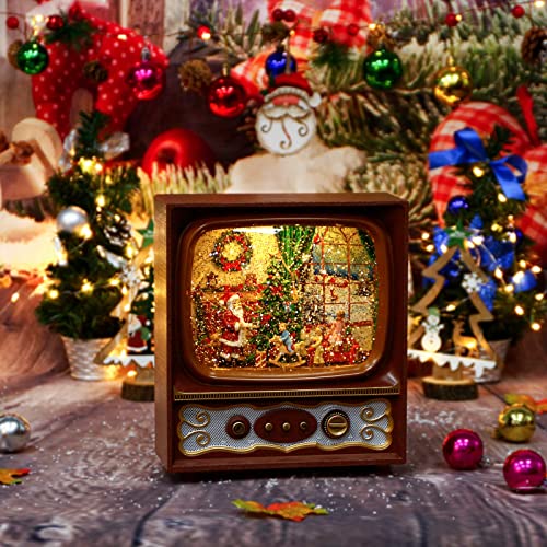 Snow Globe, Christmas Festival Snow Globe with Musical ,TV Home Decoration ,Santa Claus,Snow,Christmas Tree,Reindeer,Water Glittering Lantern Swirling,Christmas Home Decorations