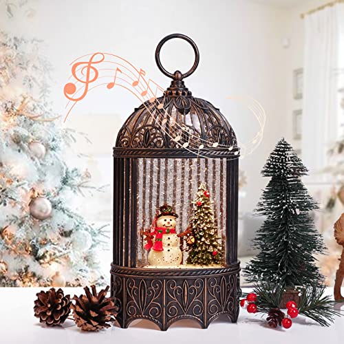 Lighted Snow Globe Christmas Decorations, Musical Snowman Snow Globe Lantern, Christmas Holiday Party Gifts and Decorations