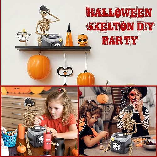 Halloween Animated Decorations,DJ Skeletons Halloween Indoor Decoration,Battery Operated Spooky Skull Halloween Tabletop Ornament Props Toys Gifts Party Favors