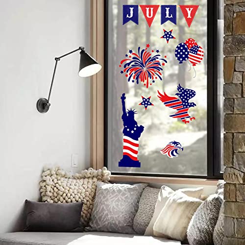 4th of July Patriotic Window Clings Memorial Day Decorations Double-Sided for Glass Windows 4 Sheets USA Stars Fourth Window Clings Veterans Day Independence Day Patriotic Holiday Decorations