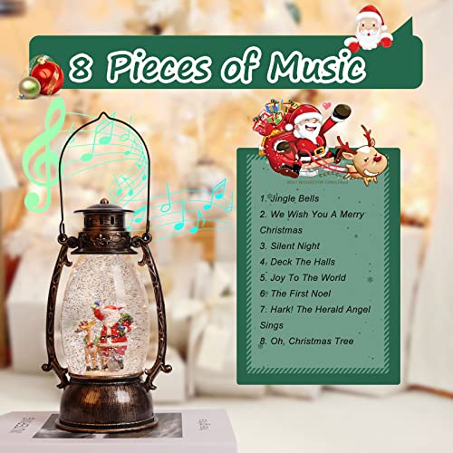 Snow Globe Lighted Christmas Decorations, Musical Christmas Snow Globe Lantern with Swirling Glitter, Santa Claus Christmas Holiday Party Gifts and Decorations…