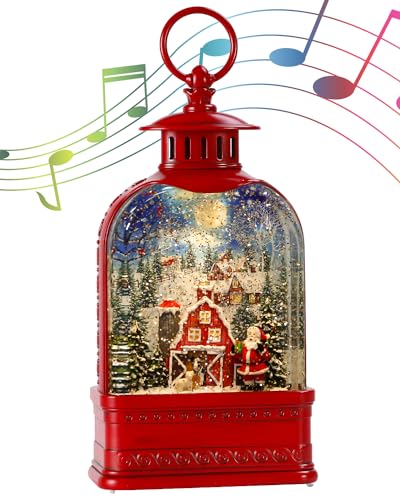 Red Santa Snow Globe,11 Inch Christmas Snow Globes,Musical Glittering Lantern Swirling,Christmas Decorations Indoor Ornament Gifts Santa,Seasonal Home Décor Accents, Battery or USB Powered