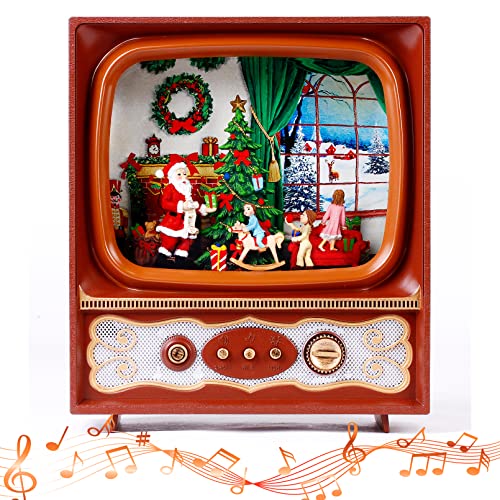 Snow Globe, Christmas Festival Snow Globe with Musical ,TV Home Decoration ,Santa Claus,Snow,Christmas Tree,Reindeer,Water Glittering Lantern Swirling,Christmas Home Decorations