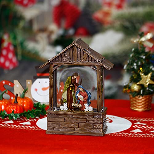 Nativity Sets for Christmas Indoor, Nativity Scene Lighted Snow Globe, 8.5" Musical Christmas Decorations…