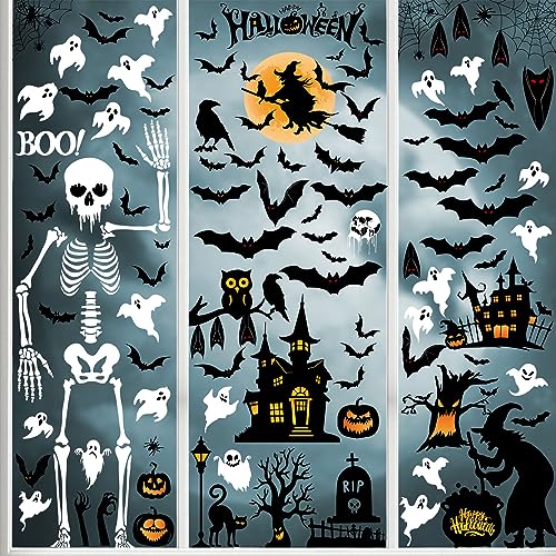 Halloween Window Clings, Halloween Window Stickers Decorations, 8 Sheet Double-Side Removable Decals for Halloween Party Décor……
