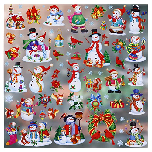 Snowman Christmas Window Clings Decorations, Christmas Window Stickers for Glass Windows, Double-Side Removable Decals for Christmas Gifts and Décor…