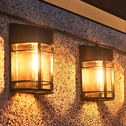 Solar Wall Lights Outdoor Solar Deck Lights Outdoor Patio and Fence Light Waterproof Decorative Light Fixture Wall Mount,Warm White,2 Pack