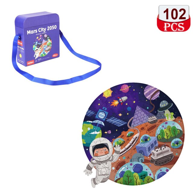 Mini Space Exploration Planet Flat Earth Round Rocket Globe Jigsaw Puzzle Kids Puzzled Baby Educational Toys For Children